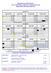 School term and holiday dates – Term dates – Southend-on-Sea City Council