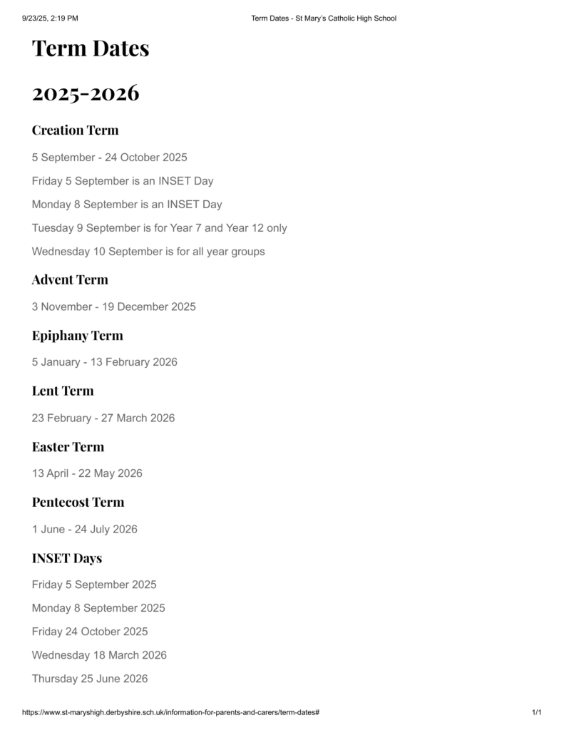 St Mary’s Catholic High School