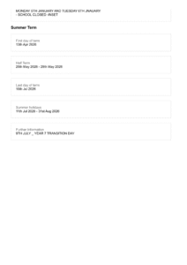 St. Michael’s Catholic High School term dates 2