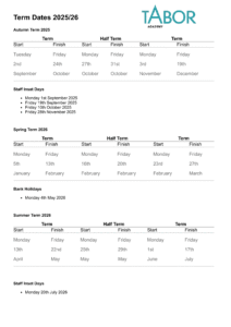 Term Dates - Tabor Academy