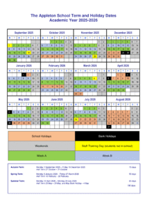 The Appleton School term dates 25-26