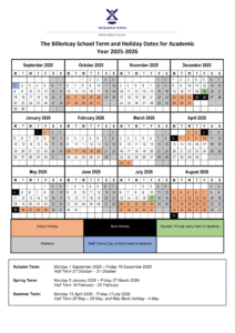 Billericay School - term dates 25-26