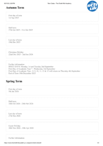 Term Dates - The Chalk Hills Academy