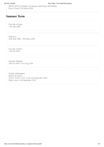 Term Dates - The Chalk Hills Academy