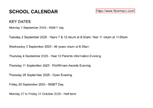 The FitzWimarc School – Term Dates
