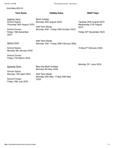 The Hinckley School - Term Dates-1