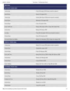 The Newbridge School term dates