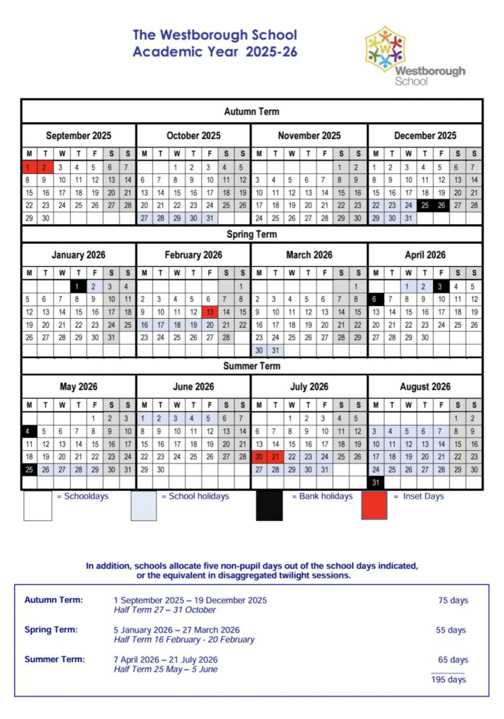 The Westborough School - Term Dates