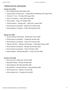 Welland Park Term Dates 25-26 Revised [pdf]