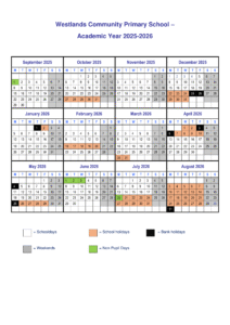Westlands Community Primary - Term time and holidays calendar