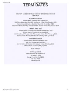 wigston term dates