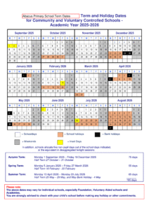 Abacus Primary School term dates 25-26
