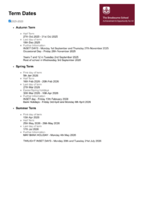 brox bourne school term dates