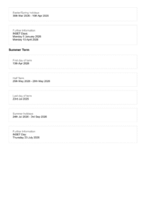 Term Dates - The John Warner School