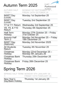 Term dates - Parkwood Academy