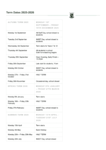 Term Dates – Stanborough School