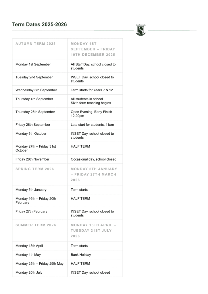 Term Dates – Stanborough School