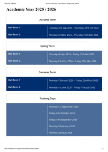 Barlby High School term dates