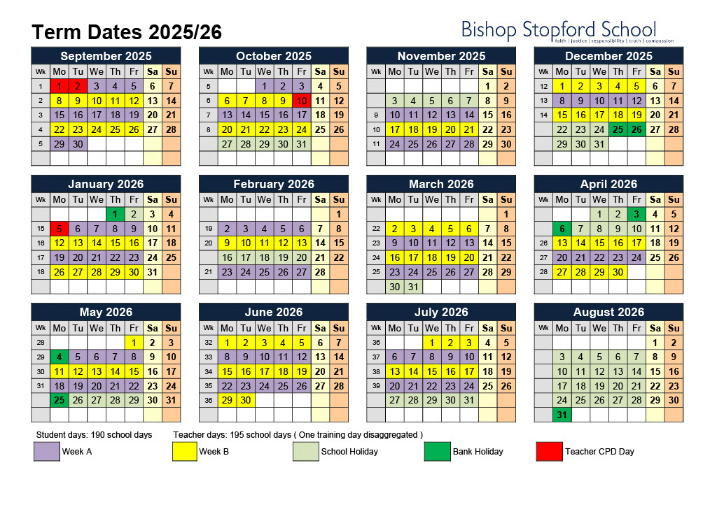 Bishop Stopford School term dates