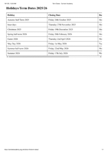 Term Dates - Durham Academy