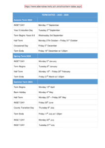 Edwinstree School term dates