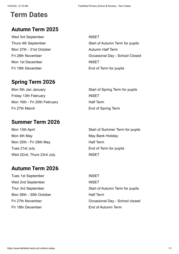 Fairfields Primary School & Nursery - Home