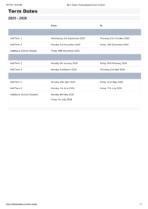 Framwellgate School Durham ,term dates