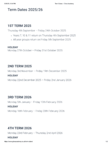 Giles Academy term dates 25-26