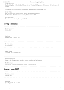 Harrogate High School term dates