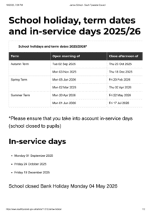 Jarrow School term dates