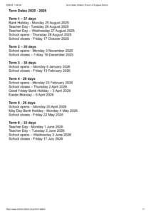 Ketton C of E Primary School Term Dates 25-26 Revised