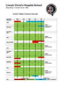 Lincoln Christ’s Hospital School term dates 25-26