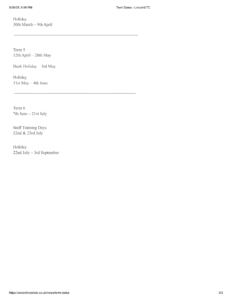 Lincoln UTC term dates 2