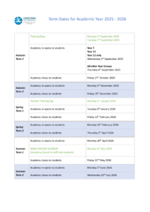 Lodge Park Academy term dates