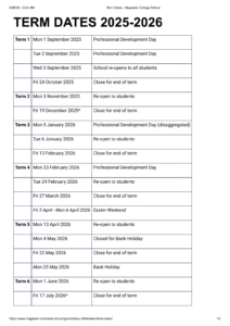 Magdalen College School Term Dates