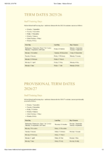 Malton School term dates 1