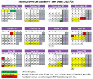 Monkwearmouth Academy term dates
