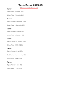 St Mary & St John Church of England V.A. Primary School Term Dates Revised