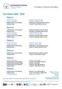 Northampton Academy _ term dates