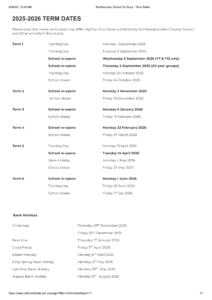 Northampton School for Boys - Term Dates 25-26