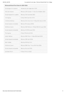 Richmond School & Sixth Form College term dates