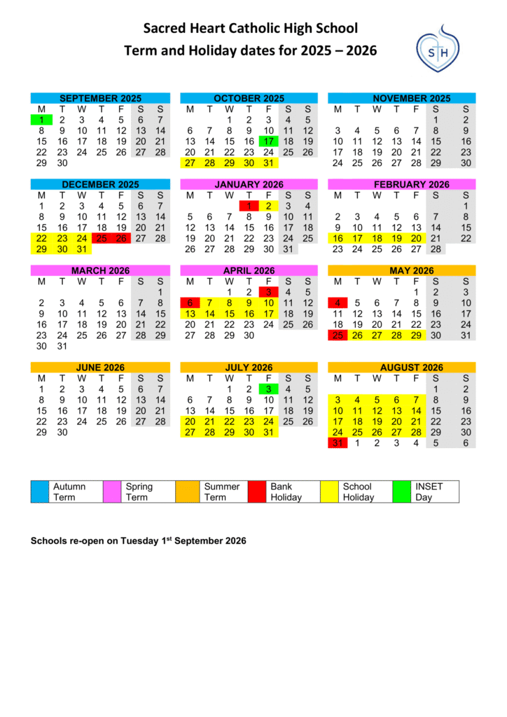 Sacred Heart Catholic High School Term Dates