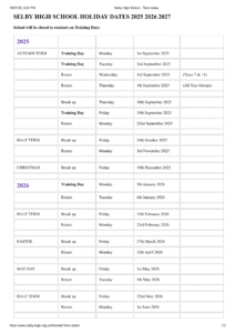 Selby High School - Term dates-1
