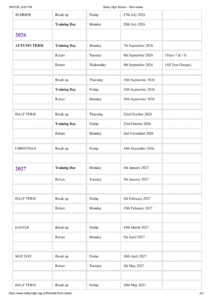 Selby High School - Term dates-1