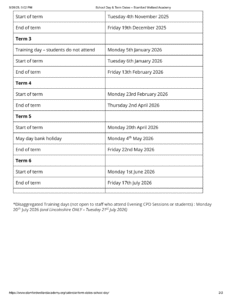 Stamford Welland Academy term dates 1