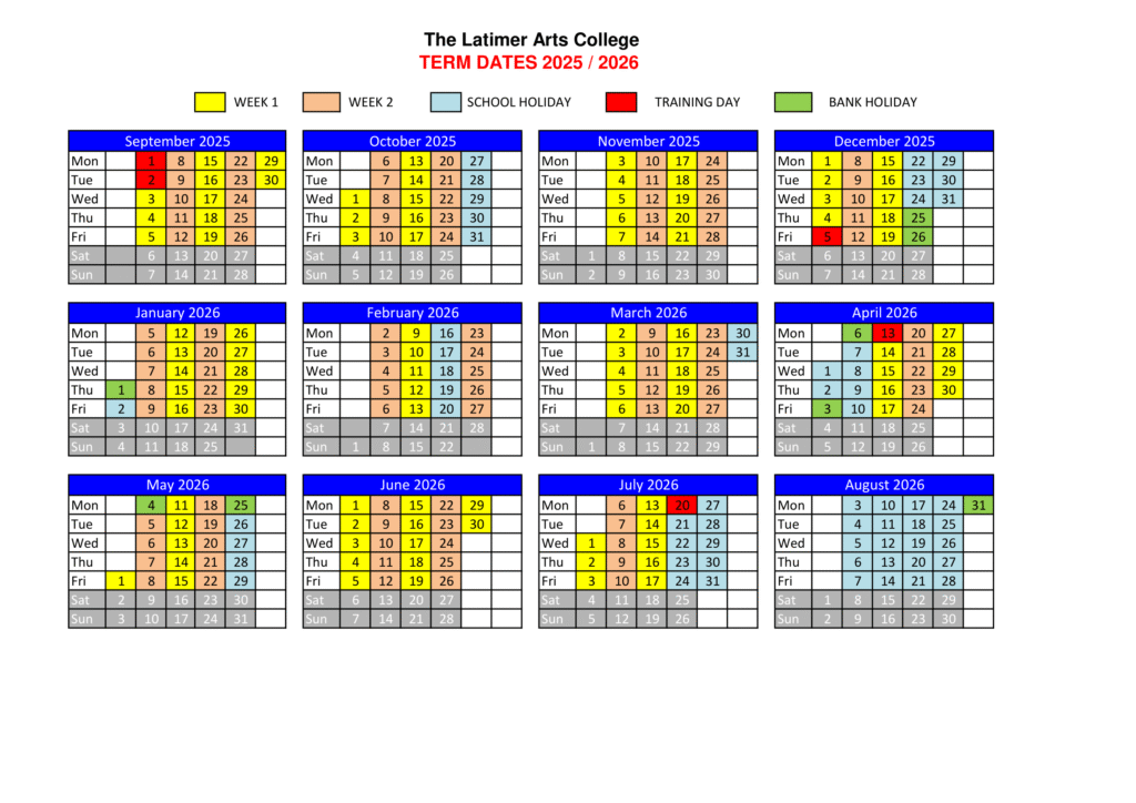 Latimer Arts College - term dates