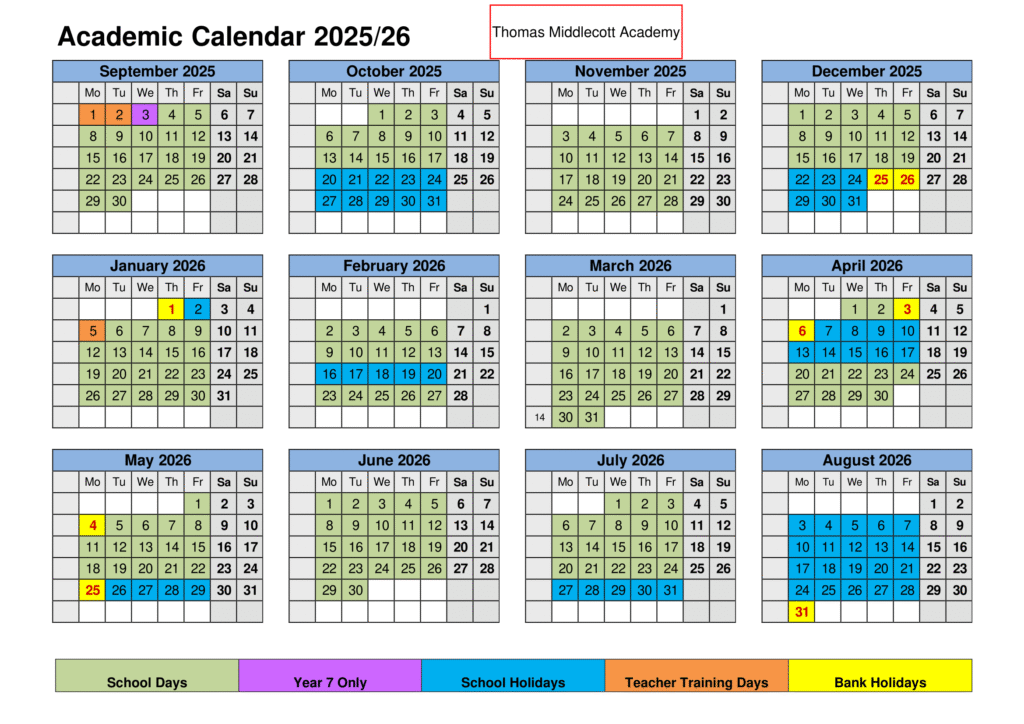 Thomas Middlecott Academy term dates