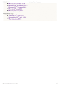 Tudor Primary School term dates 2
