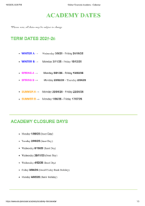 Walker Riverside Academy term dates 1