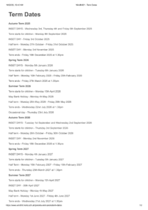 Windhill21 - Term Dates